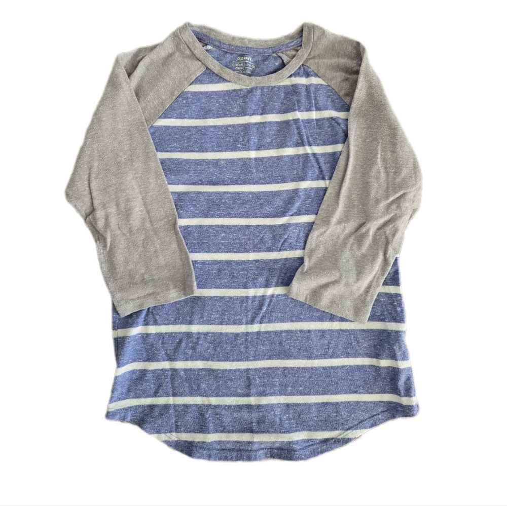 Old Navy Kids Blue and White Striped 3/4 Length Shirt